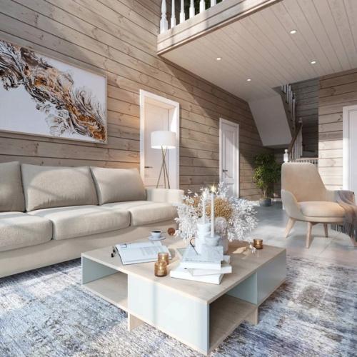 Кухня гостиная загородного дома.