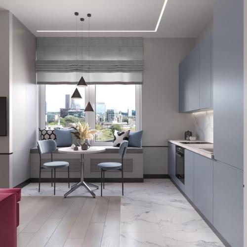 Современный лаконичный интерьер квартиры с яркими акцентами. 06