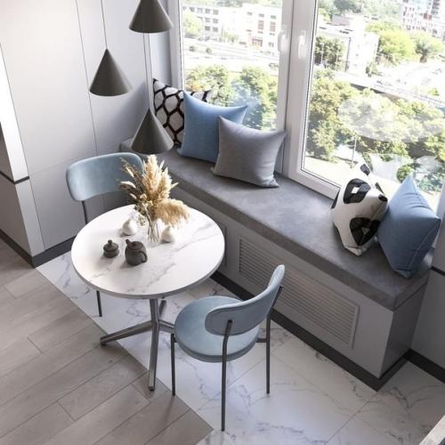 Современный лаконичный интерьер квартиры с яркими акцентами. 01