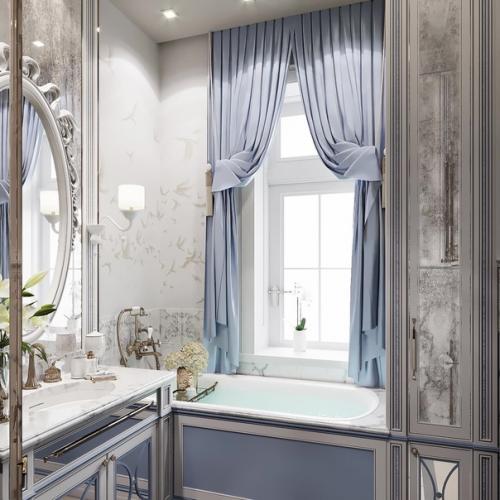 Спальня в загородном доме, с входом в гардеробную комнату и ванную комнату. 01