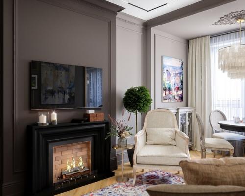 Гостиная с камином.