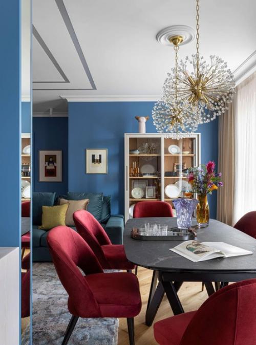 Интерьер, в котором главенствует синий цвет. 01