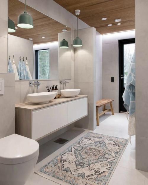 Современный, тёплый, с изюминкой интерьер загородного дома. 01