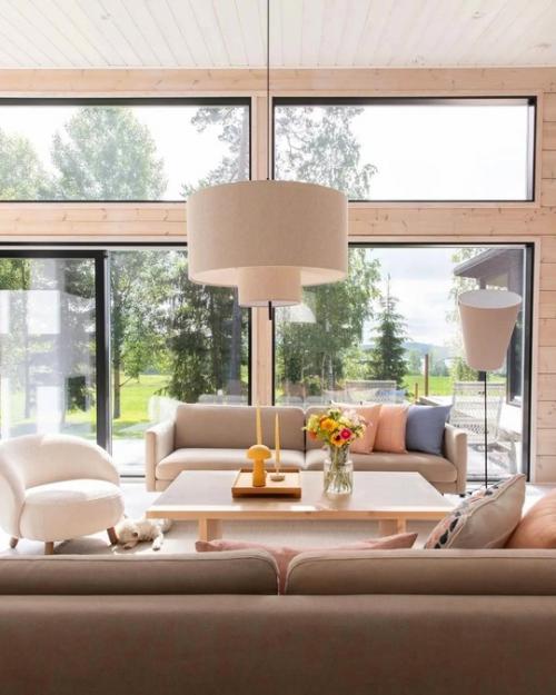 Современный, тёплый, с изюминкой интерьер загородного дома. 08