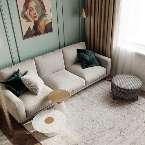 Нежный и невероятно красивый дизайн кухни - гостиной площадью 21, 5 кв. 01