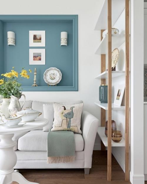 Интерьер квартиры.  Светлое жизнерадостное пространство, которое навевает воспоминания о Средиземноморье.