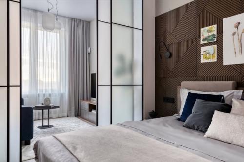 Наглядный пример, что и из типовой однушки можно сделать комфортную студию. 07