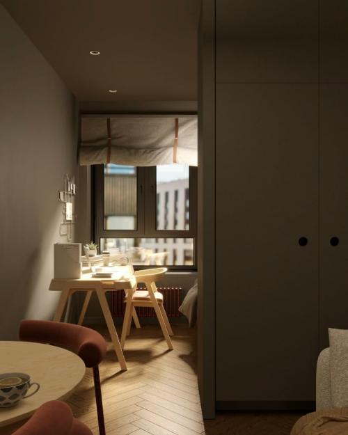 Этот проект - пример того, как даже небольшое пространство может быть комфортным, стильным и продуманным до мелочей. 02