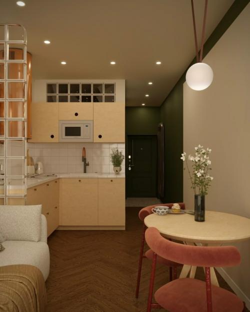 Этот проект - пример того, как даже небольшое пространство может быть комфортным, стильным и продуманным до мелочей. 09