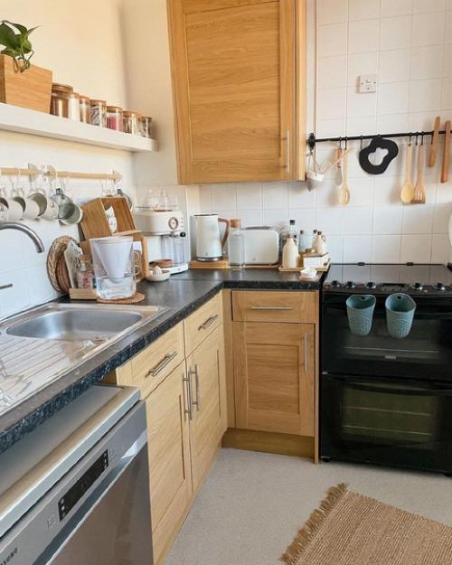 Атмосферная кухня - гостиная в экостиле. 04