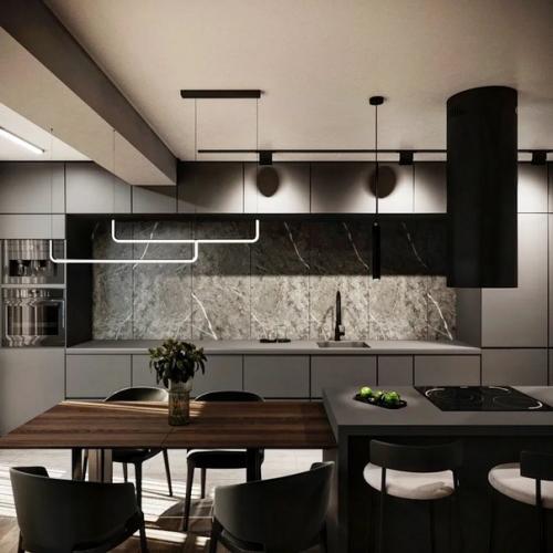 Дизайн кухни - гостиной, площадью - 30 кв.