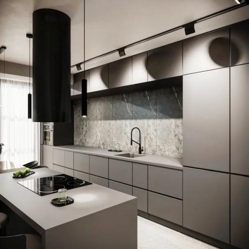 Дизайн кухни - гостиной, площадью - 30 кв. 04