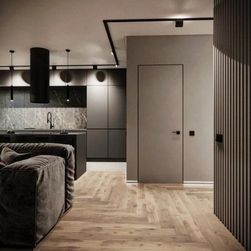 Дизайн кухни - гостиной, площадью - 30 кв. 09