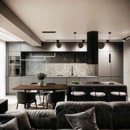 Дизайн кухни - гостиной, площадью - 30 кв. 07