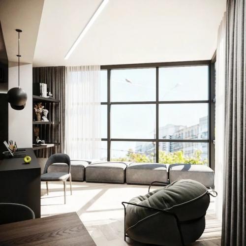 Дизайн кухни - гостиной, площадью - 30 кв. 05