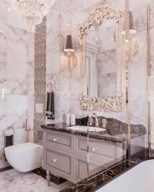 Классические мотивы в интерьере ванной комнаты загородного дома. 03