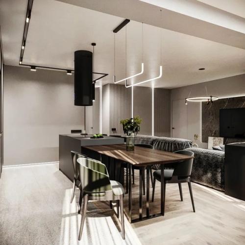 Дизайн кухни - гостиной, площадью - 30 кв. 03