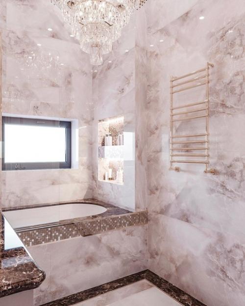 Классические мотивы в интерьере ванной комнаты загородного дома. 02