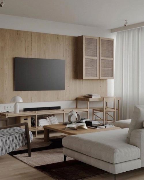 Гостиная. Дерево в интерьере очень актуальной задумкой является! 03