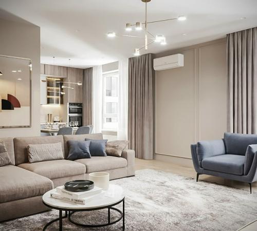 Светлая кухня - гостиная - пример продуманного и рационального дизайна, где каждый квадратный метр работает на комфорт и эстетику. 04