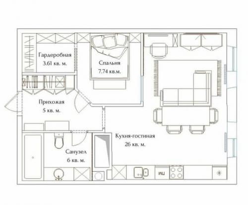 Квартира с элементами джапанди. 09
