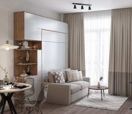 Интерьер квартиры. Нейтральные оттенки уютное воздушное пространство создают. 02