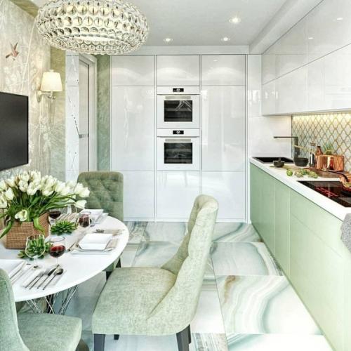 Проект небольшой кухни для двухкомнатной квартиры.