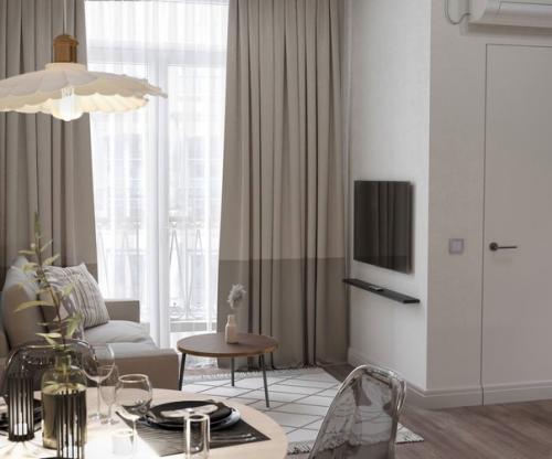 Интерьер квартиры. Нейтральные оттенки уютное воздушное пространство создают. 04