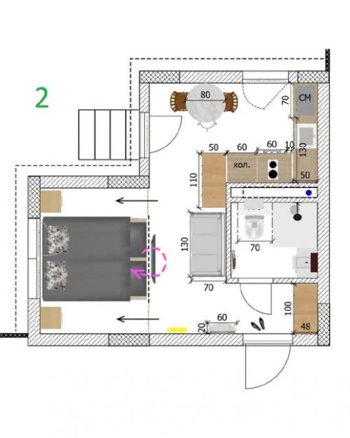 Квартира - студия, общей площадью 22, 58 кв. 08