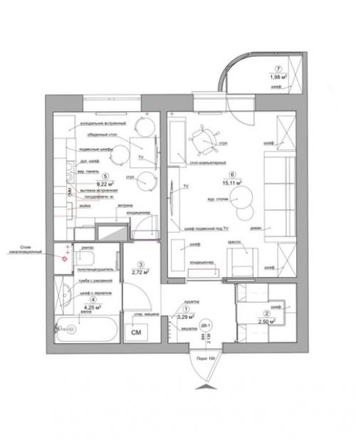 Эта однокомнатная квартира в панельном доме. 08