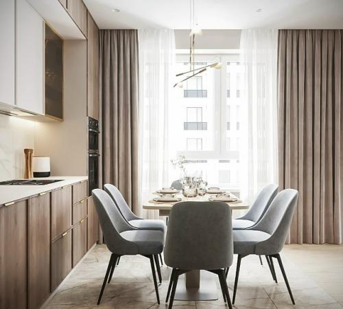 Светлая кухня - гостиная - пример продуманного и рационального дизайна, где каждый квадратный метр работает на комфорт и эстетику. 07