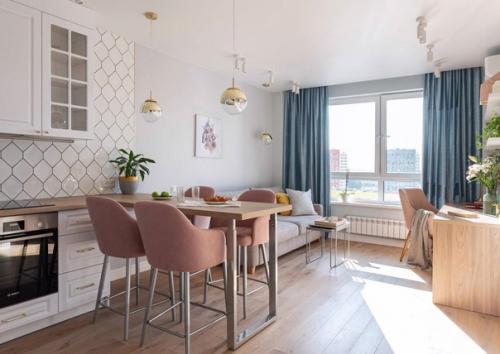 Интерьер квартиры в пастельных оттенках.