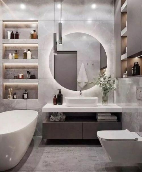 Красивый интерьер ванной комнаты. 01