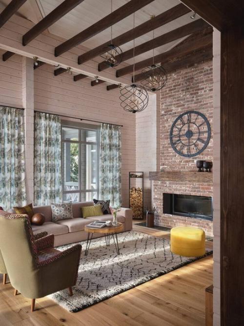 Интерьер одноэтажного деревянного дома. 02