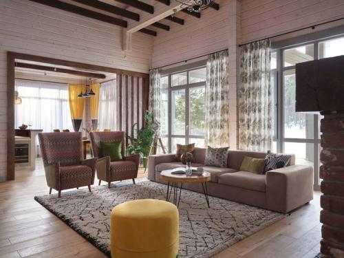 Интерьер одноэтажного деревянного дома. 05