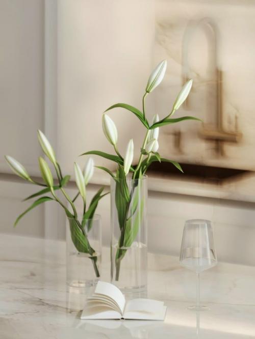 Эта кухня - гостиная оформлена в современном стиле, где каждая деталь продумана для комфорта и гармонии. 01