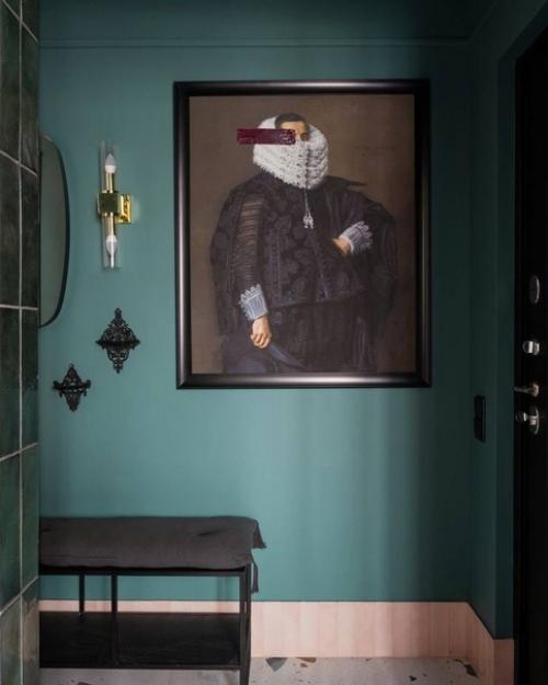 Интерьер квартиры. Очаровательная цветовая гамма, сочетающая яркие акценты с приглушенными оттенками, создает баланс между динамикой и спокойствием. 07