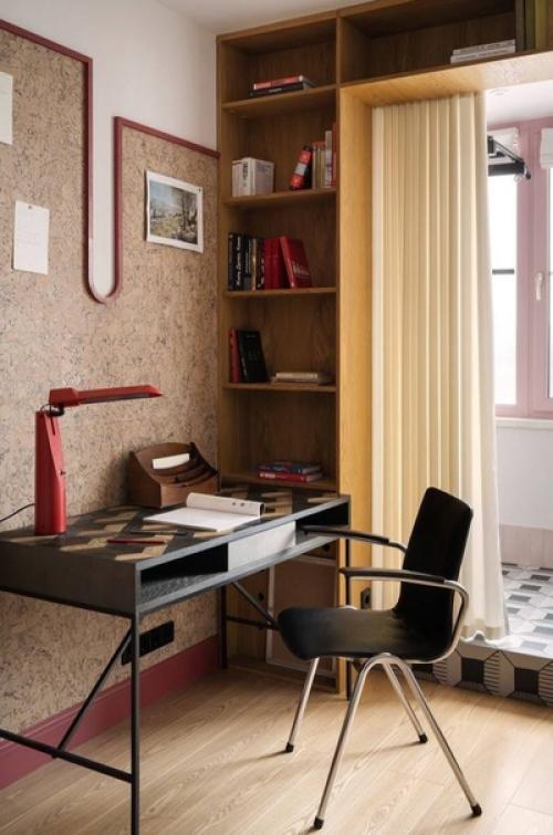 Интерьер квартиры. Очаровательная цветовая гамма, сочетающая яркие акценты с приглушенными оттенками, создает баланс между динамикой и спокойствием. 04