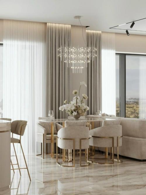 Эта кухня - гостиная оформлена в современном стиле, где каждая деталь продумана для комфорта и гармонии. 06