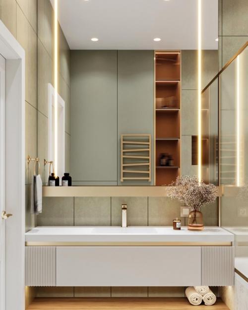 Красивая ванная комната, которая обволакивает своим теплом …. 01