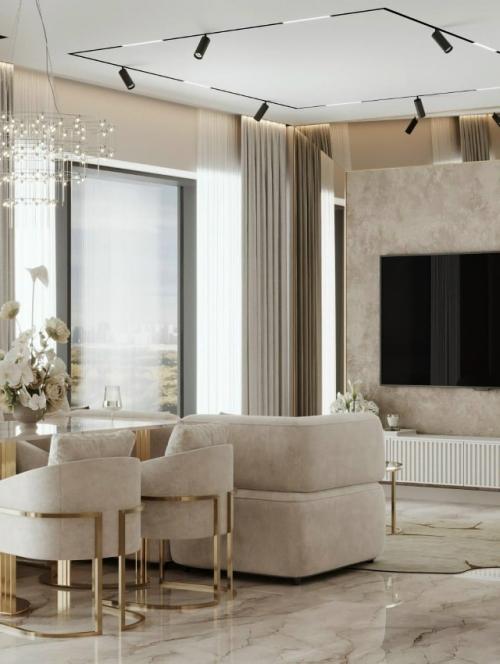 Эта кухня - гостиная оформлена в современном стиле, где каждая деталь продумана для комфорта и гармонии. 07