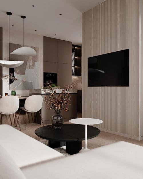 Такая светлая, просторная и легкая зона гостиной станет настоящим украшением квартиры. 03