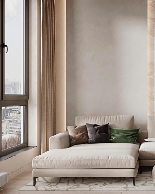 Такая светлая, просторная и легкая зона гостиной станет настоящим украшением квартиры. 01