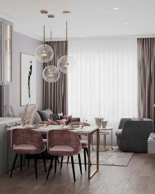 Красивая и уютная кухня - гостиная. 02