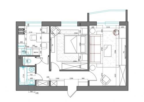 Двухкомнатная квартира в панельном доме типовой планировки. 09