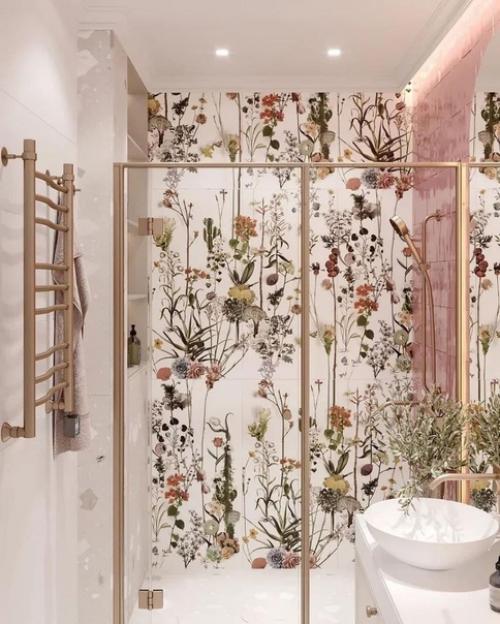 Ванная комната в нежной цветовой гамме.