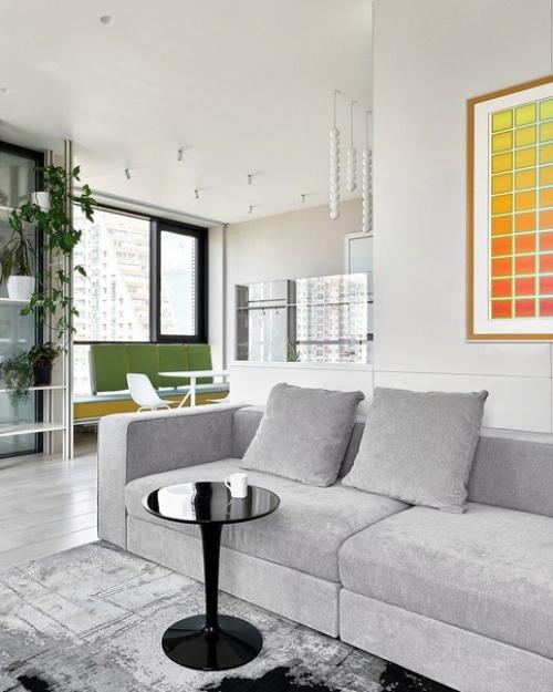 Светлый минималистский интерьер, в котором нет ничего лишнего. 01