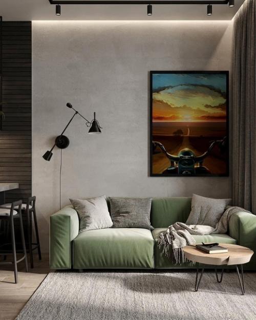 Квартира холостяка.  Текстуры фактуры дружат и идеально сочетаются. 05