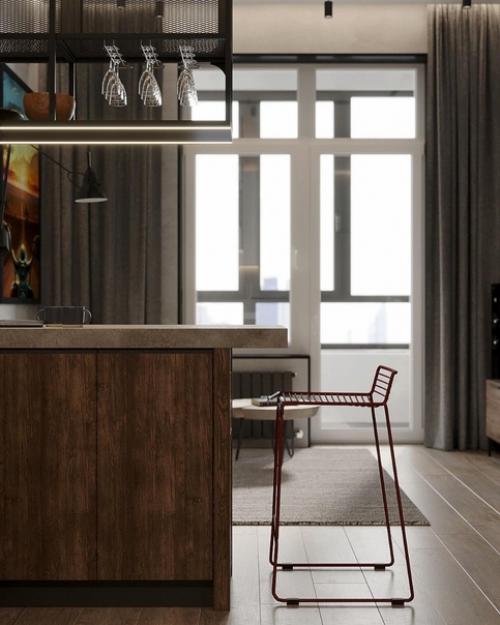 Квартира холостяка.  Текстуры фактуры дружат и идеально сочетаются. 09