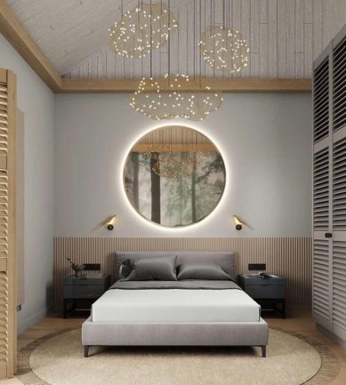 Спальня с фотообоями, которые создают особую атмосферу. 03